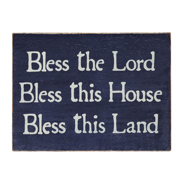 Bless The Lord Blue Wooden Sign 6x8x1.5 - The Fox Decor